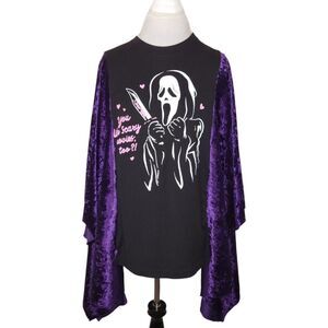 Boneyard Threadz Ghost Face "Do You Like Scary Movies, Too?" Upcycled Top O/S